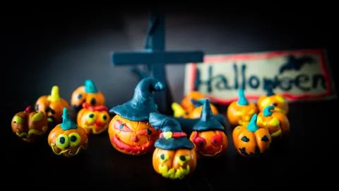 Pumpkin ghost be an army on the night of darkness(It is a molding job from oi Stock Photos