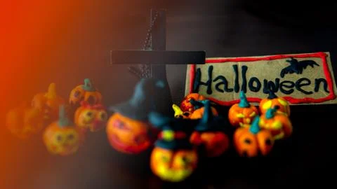 Pumpkin ghost be an army on the night of darkness(It is a molding job from oi Stock Photos