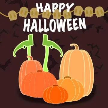 Pumpkin with ghost on Happy Halloween Stock Illustration