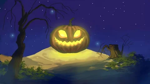 Pumpkin glowing in the dark Stock Footage 140855383