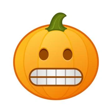 Pumpkin with grimace on face Large size of Halloween emoji Ilustración de archivo