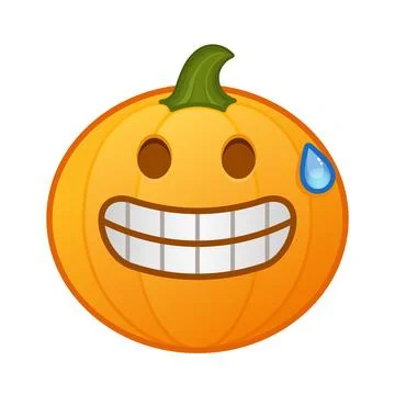 Pumpkin with grimace on the face Large size of Halloween emoji Ilustración de archivo