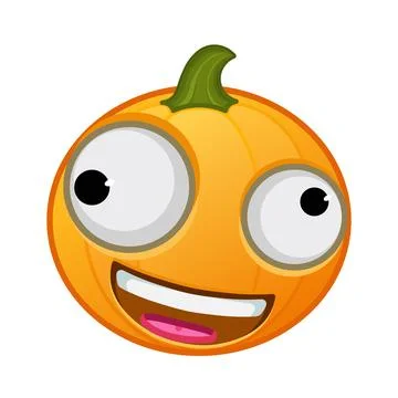 Pumpkin with grinning face and different eyes Large size of Halloween emoji Ilustración de archivo