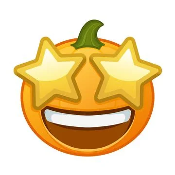 Pumpkin with grinning face and star eyes Large size of Halloween emoji Ilustración de archivo