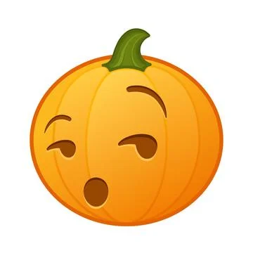 Pumpkin with grinning flirting face Large size of Halloween emoji Ilustración de archivo