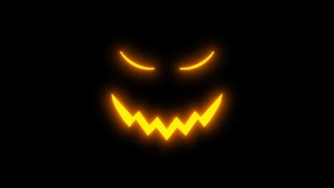 Pumpkin halloween animated glowing jack o lantern face flashing on black ba.. Stock Footage 346704441