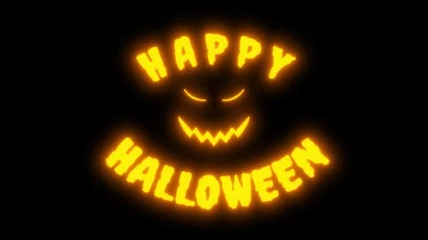 Pumpkin halloween animated glowing text with spooky jack o lantern face on .. Stock Footage 346704451