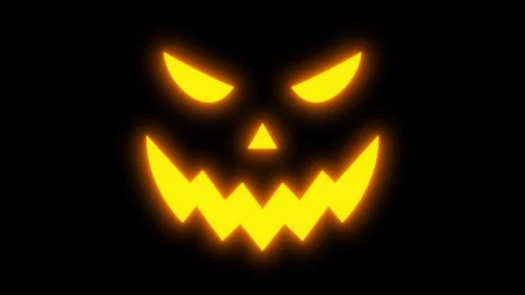 Pumpkin halloween animated jack o lantern face flashing rapidly on black ba.. Stock Footage 346704452