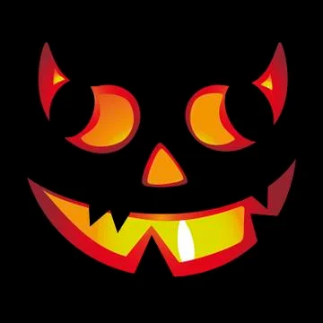 Pumpkin halloween devil character isolated on black. Stock Illustration