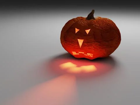 Pumpkin for Halloween on a gray background. 3D render. Stock Illustration
