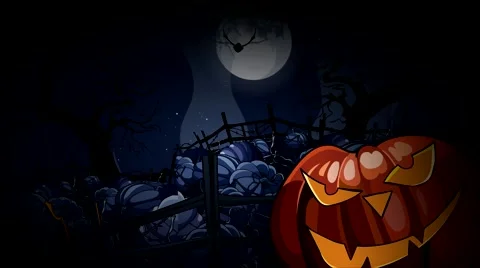 Pumpkin on Halloween night in the pumpkin patch Stock-Footage 67535373