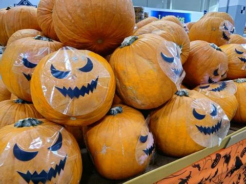 Pumpkin with Halloween packaging Stock Photos