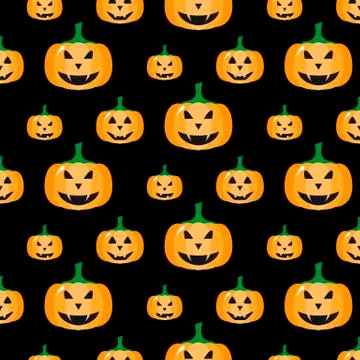 Pumpkin. Halloween pattern. Vector illustration. Seamless pattern. Flat. Stock Illustration