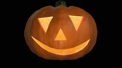 Pumpkin halloween spooky trick or treat face carved haloween punkin 4k Stock Footage