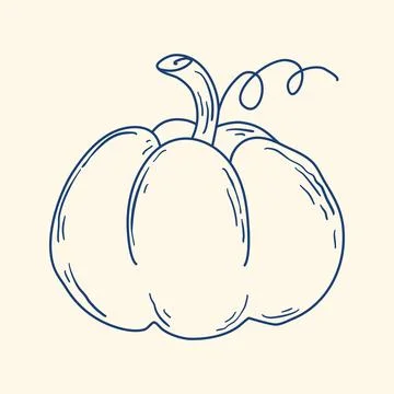 Pumpkin hand drawn in blue ink clip art Stock Illustration