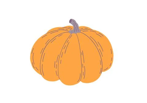 Pumpkin hand drawn cartoon vector illustration in bright warm colors, vegetable Illustrazione stock