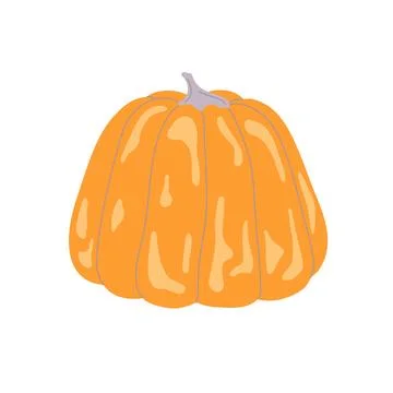 Pumpkin hand drawn cartoon vector illustration in warm colors, vegetable for Stock Illustration