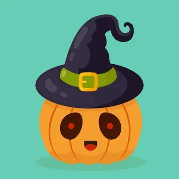 Pumpkin in a hat. Halloween design. Vector illustration Stock Illustration
