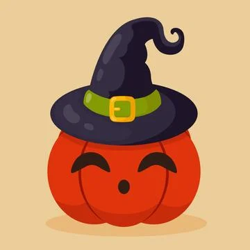 Pumpkin in a hat. Halloween design. Vector illustration Stock Illustration