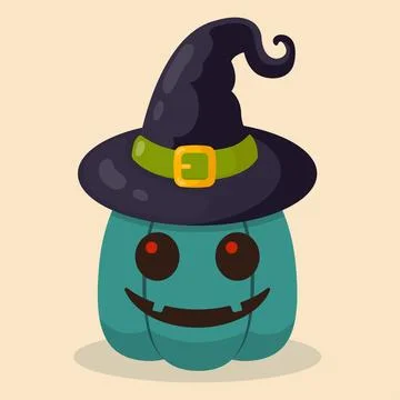 Pumpkin in a hat. Halloween design. Vector illustration Stockillustratie