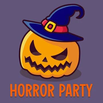 Pumpkin in a hat. Halloween design. Vector illustration Illustrazione stock