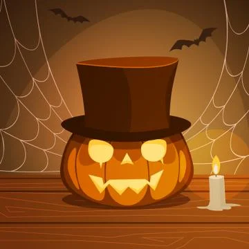Pumpkin With Hat Stock Illustration