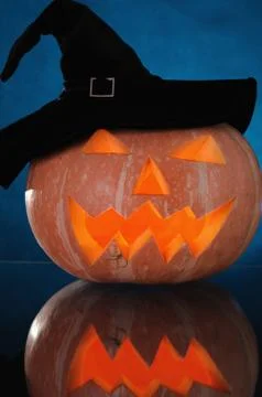 Pumpkin in hat Stock Photos