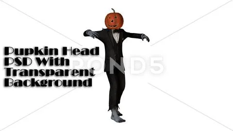 Pumpkin Head Character - Transparent Background PSD Template
