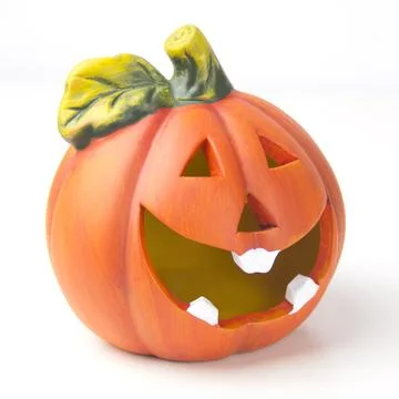 Pumpkin head isolate on a white background. The concept of Halloween Stock Photos