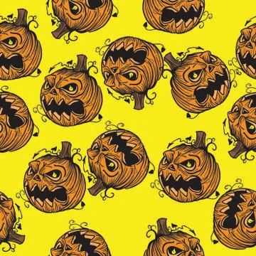 Pumpkin head pattern Stock Illustration