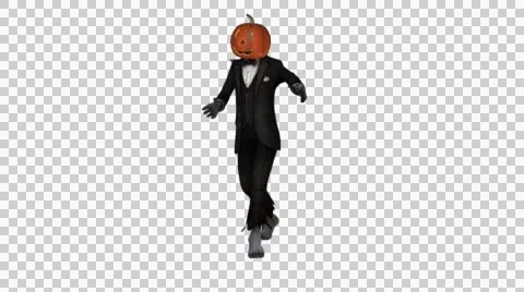 Pumpkin Head Salsa Dancer Animated 3D Model With Alpha Stock Footage 42306778
