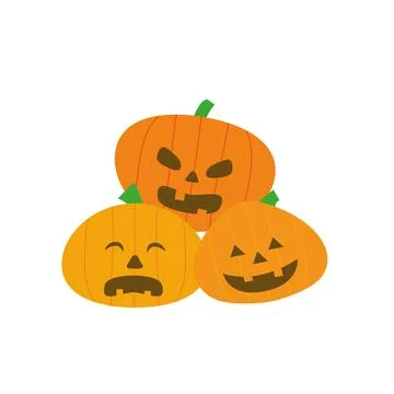 Pumpkin head set. Cute and scary Halloween pumpkin monster set. Illustrazione stock