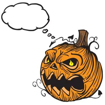 Pumpkin head with thought bubble Stock Illustration