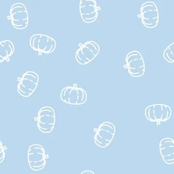 Pumpkin holiday line vector seamless pattern Stock Illustration
