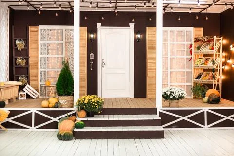 Pumpkin house decor studio Stock Photos