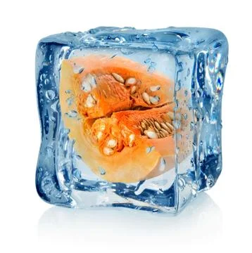 Pumpkin in ice cube Stock Photos