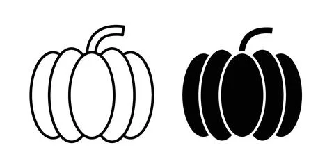 Pumpkin icon collection in black, Line icons, flat symbols Stock Illustration
