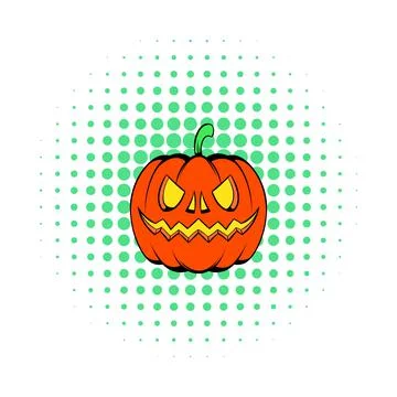 Pumpkin icon in comics style Stock Illustration