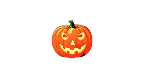 Pumpkin icon with a face isolated on a white background. Halloween concept Stock Footage 285160602