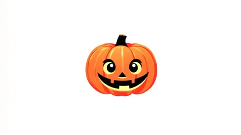 Pumpkin icon with a face isolated on a white background. Halloween concept Stock Footage 285160630