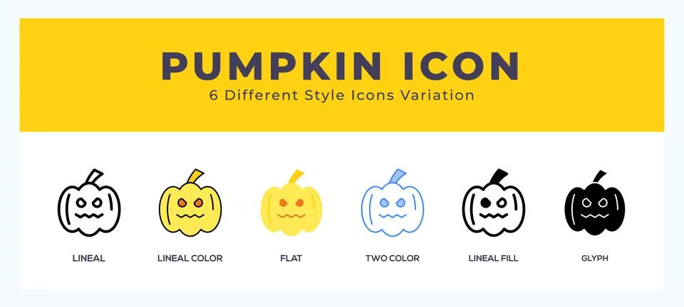 Pumpkin icon set with different styles. Design elements for logo. Vector il.. Stock Illustration