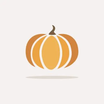 Pumpkin. Icon with shadow on a beige background. Fall vector illustration Illustrazione stock