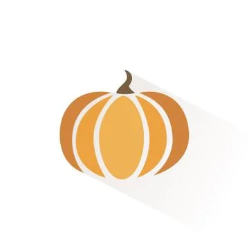 Pumpkin icon with shadow. Flat vector illustration Stock Illustration