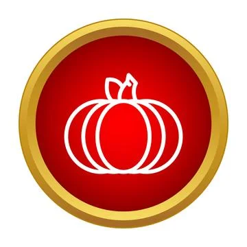 Pumpkin icon on a shiny red button Stock Illustration