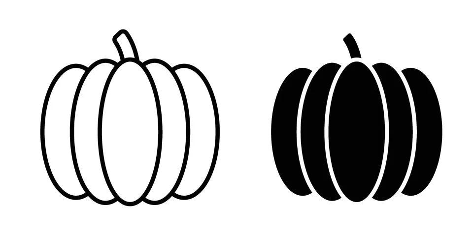 Pumpkin icon vector concepts, line and silhouette style Stock Illustration