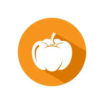 Pumpkin icon vector isolated on orange circle. Illustration of pumpkin Stock Illustration