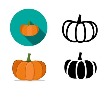 Pumpkin icons in flat style, vector Stock Illustration