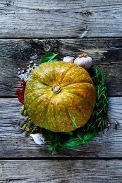 Pumpkin with ingredients Stock Photos