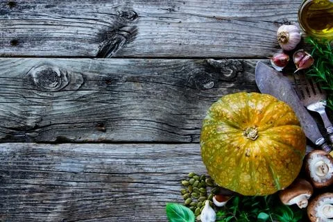 Pumpkin with ingredients Stock Photos