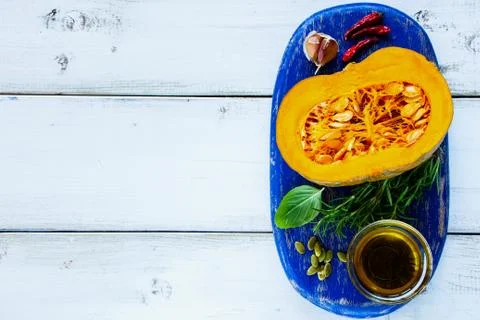 Pumpkin with ingredients Stock Photos